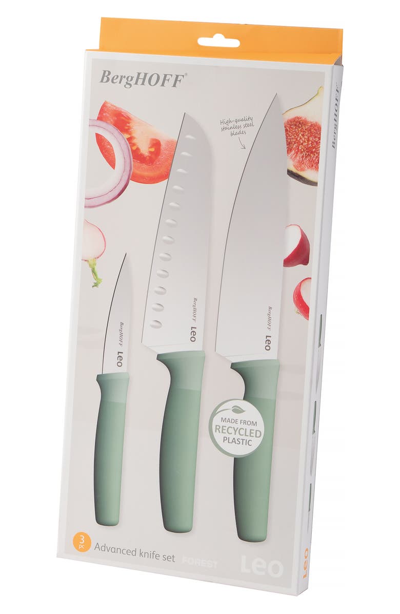 BergHOFF 3-Piece Stainless Steel Advanced Knife Set, Alternate, color, Green