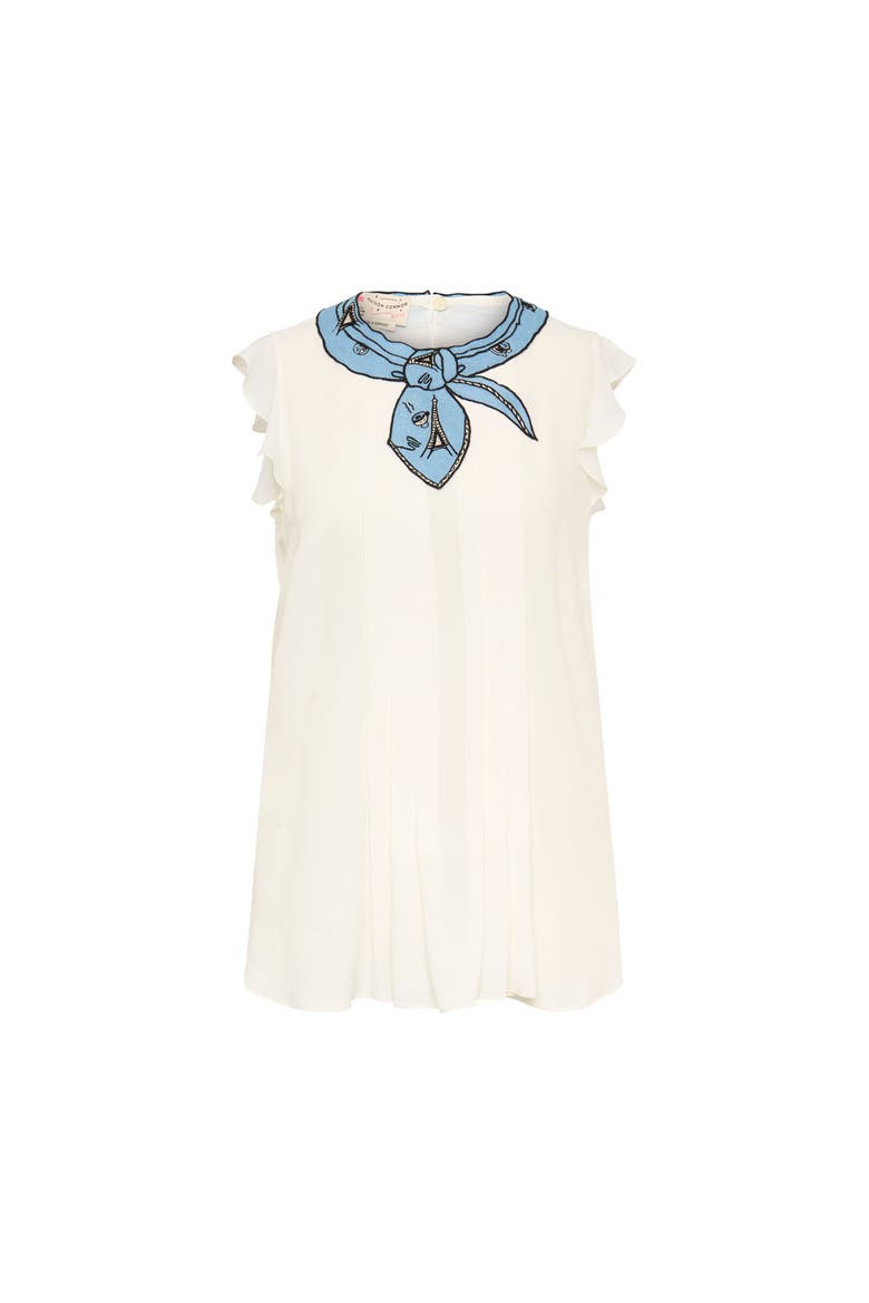Silk Blend Top With Embroidery, Main, color, White