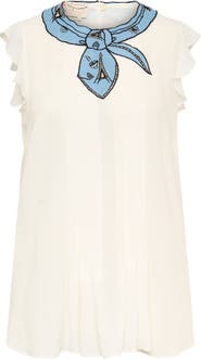 Maison Common Silk Blend Top With Embroidery