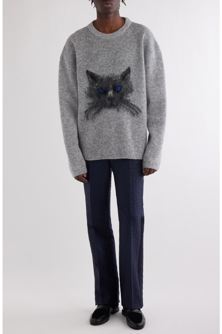 Cat Mohair Blend Crewneck Sweater, Alternate, color, GREY