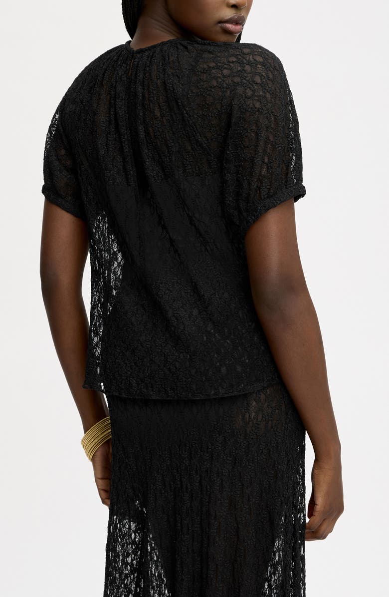 Sam Edelman Semisheer Stretch Lace Top, Alternate, color, True Black