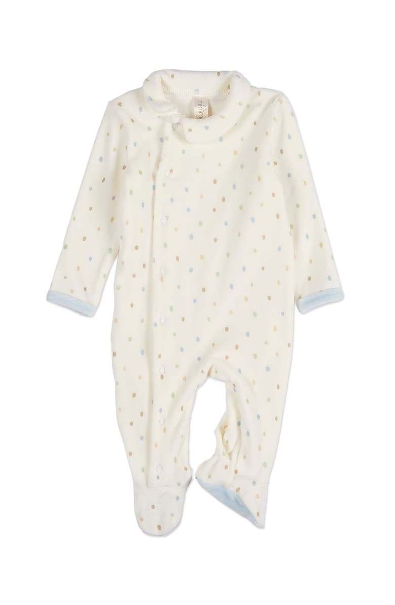 MiniMoi Baby Boys Snap Front Velour Footie, Main, color, Marshmallow