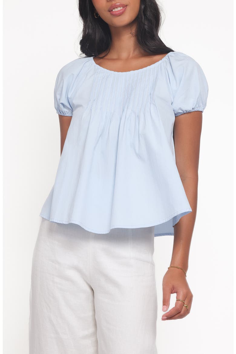 Abbot Pleated Cotton Top, Main, color, BLUE