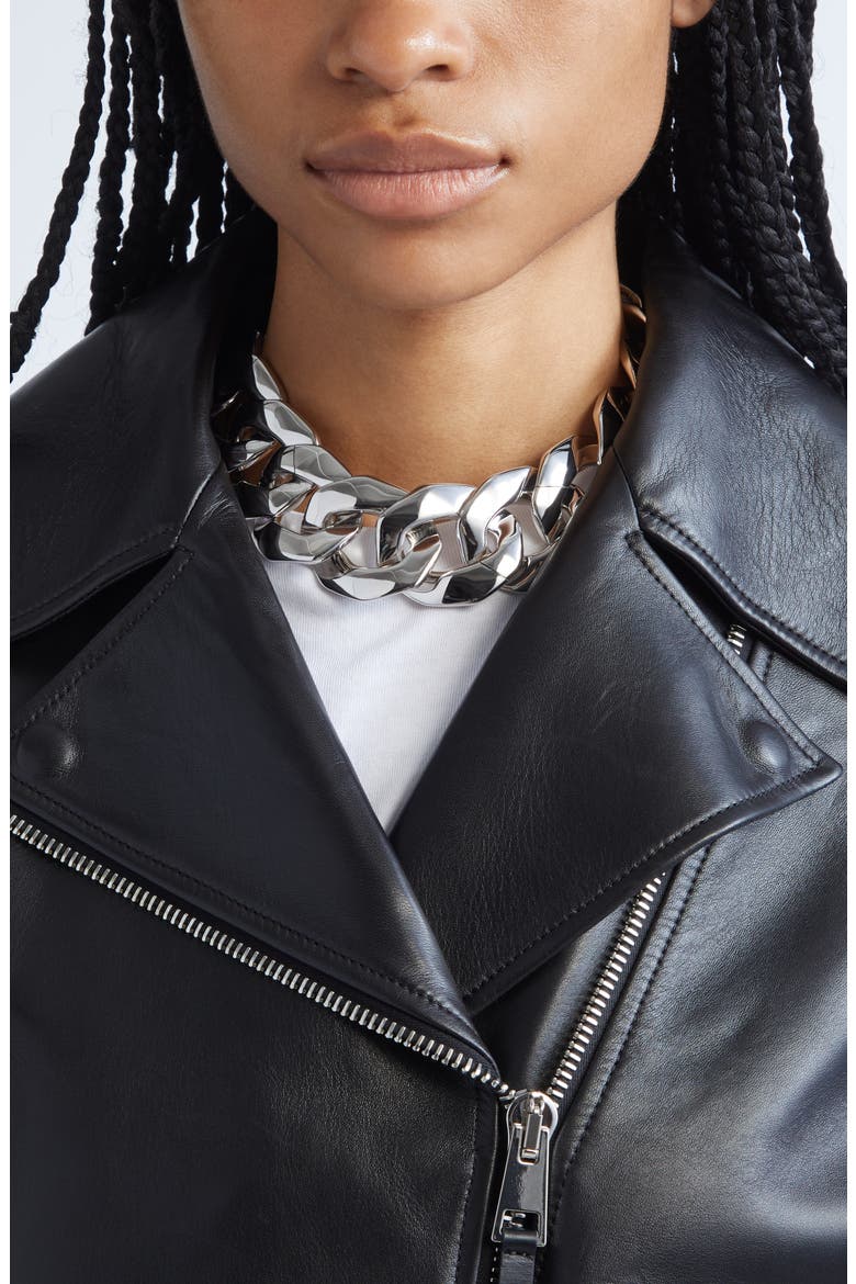 Large Chain Link Necklace, Alternate, color, SILVERY