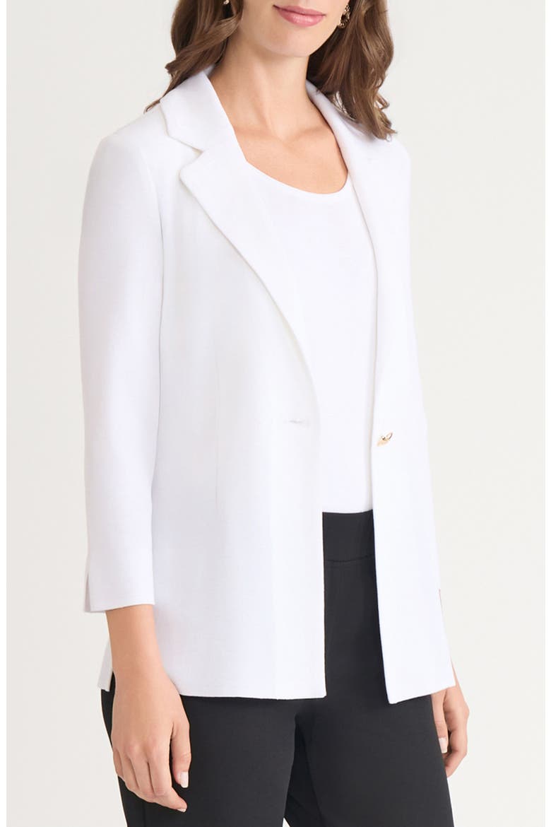 Three Quarter Sleeve High-Low Blazer, Alternate, color, WHITE