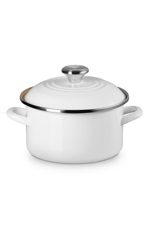 Le Creuset Enameled Stainless Steel Petite Stock Pot In White