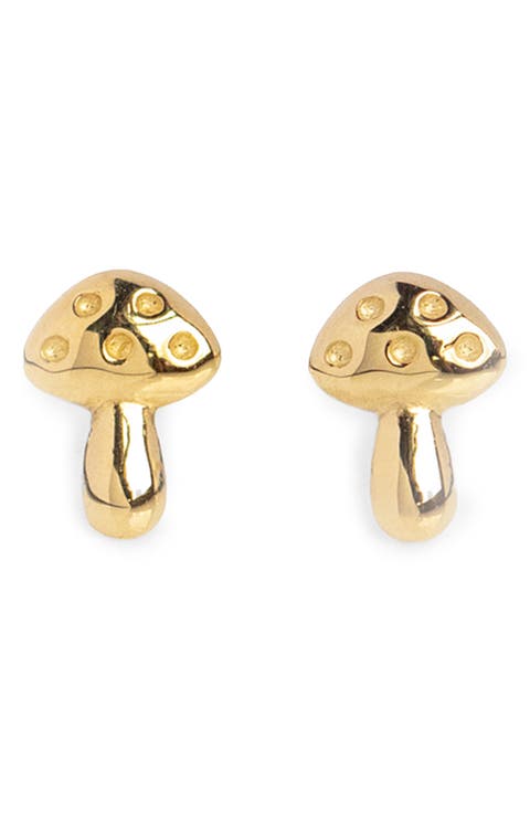 Solid 9K Gold Mushroom Stud Earrings