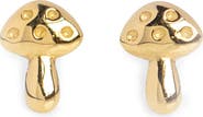 Local Eclectic Solid 9K Gold Mushroom Stud Earrings