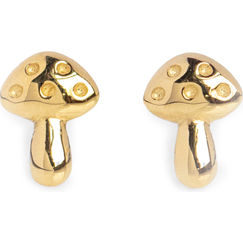 Local Eclectic Mushroom Stud Earrings In Gold