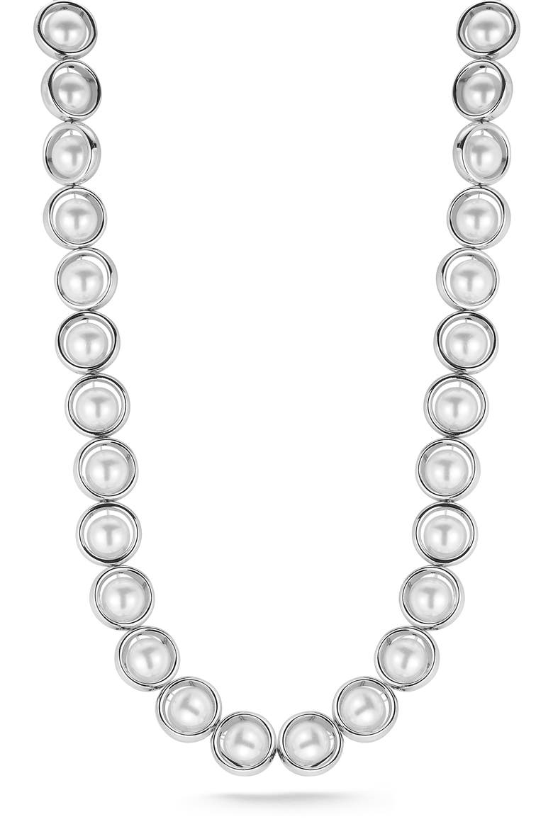 Faux Pearl Necklace, Main, color, SILVER