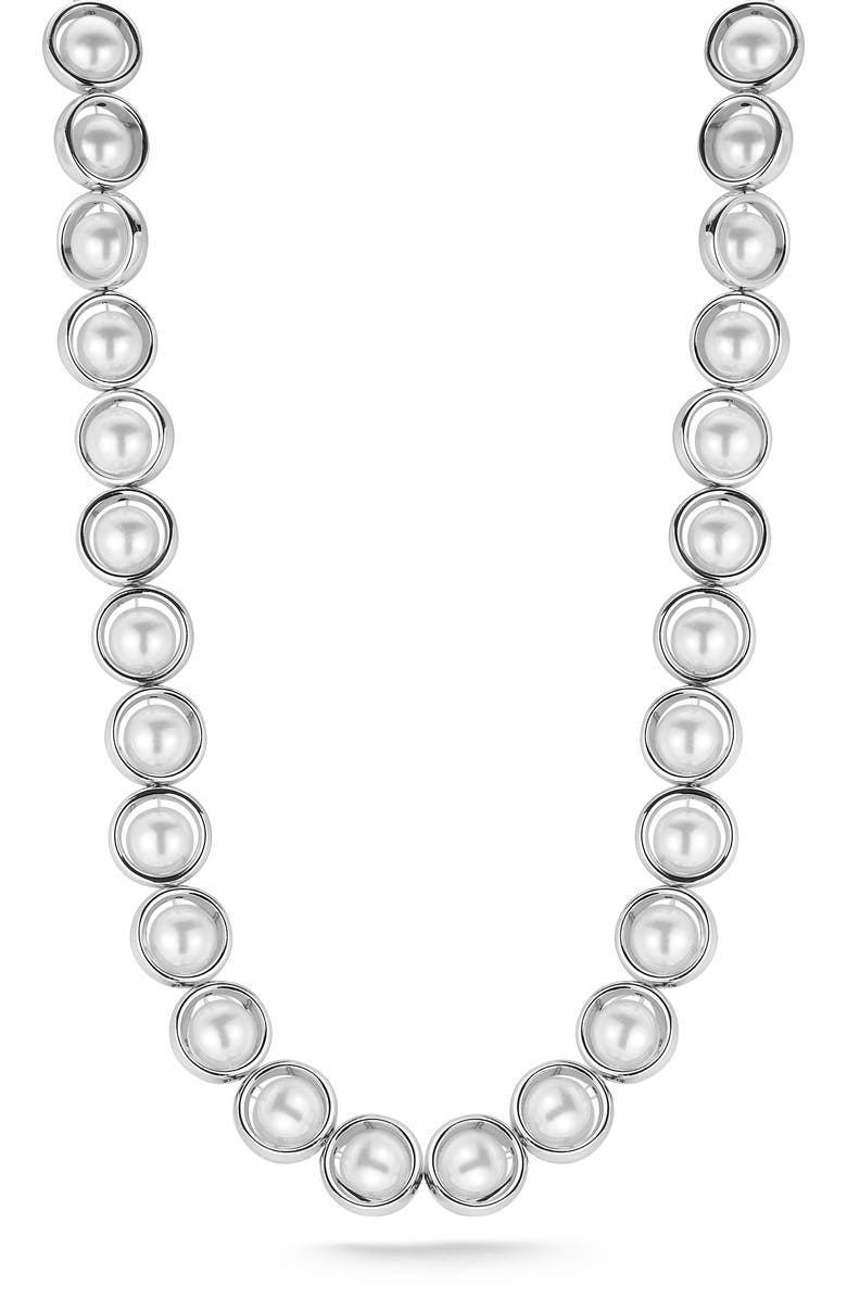 SPHERA MILANO Faux Pearl Necklace, Main, color, Silver