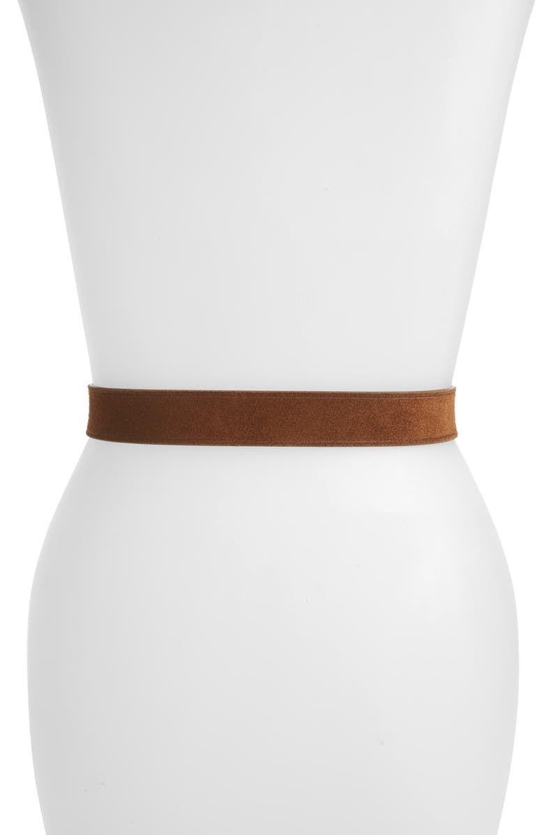 Saint Laurent Celtic Monogram Leather Belt, Alternate, color,