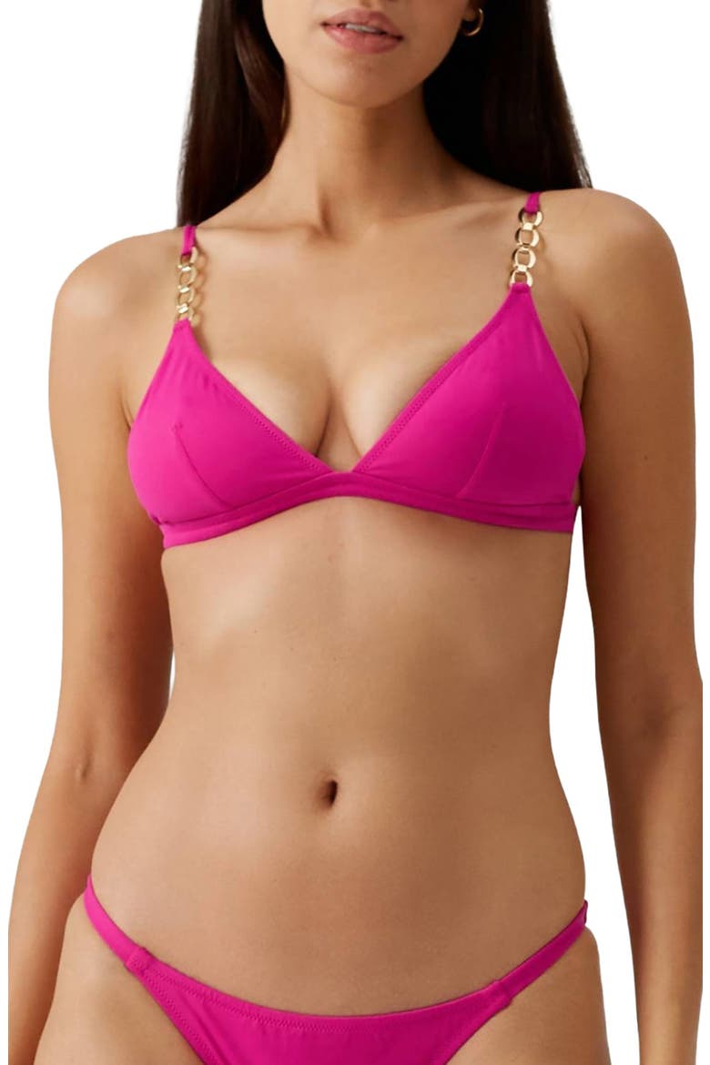 Mexico Chain Strap Bikini Top, Main, color, RASPBERRY