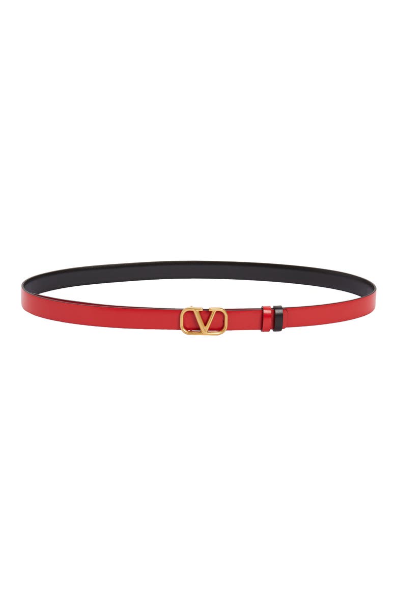VLOGO Buckle Reversible Leather Belt, Alternate, color, NERO/ ROUGE