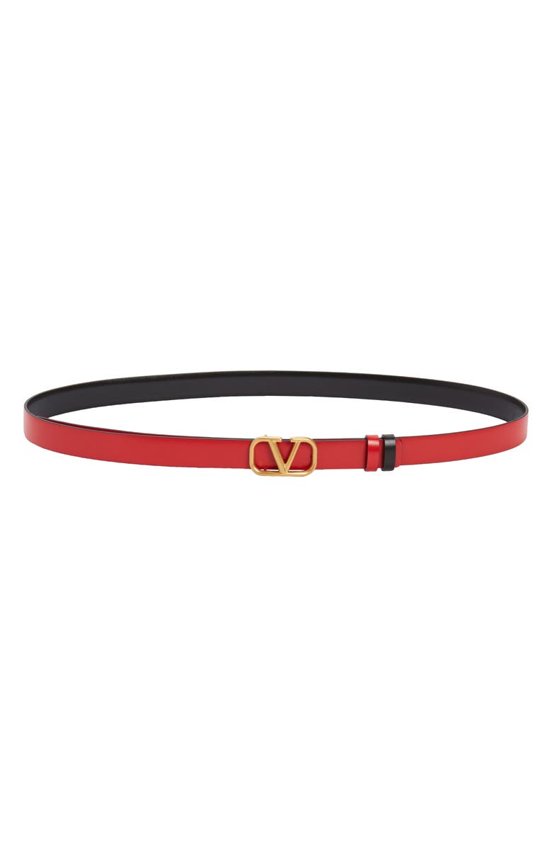 Valentino Garavani VLOGO Buckle Reversible Leather Belt, Alternate, color, Nero/ Rouge