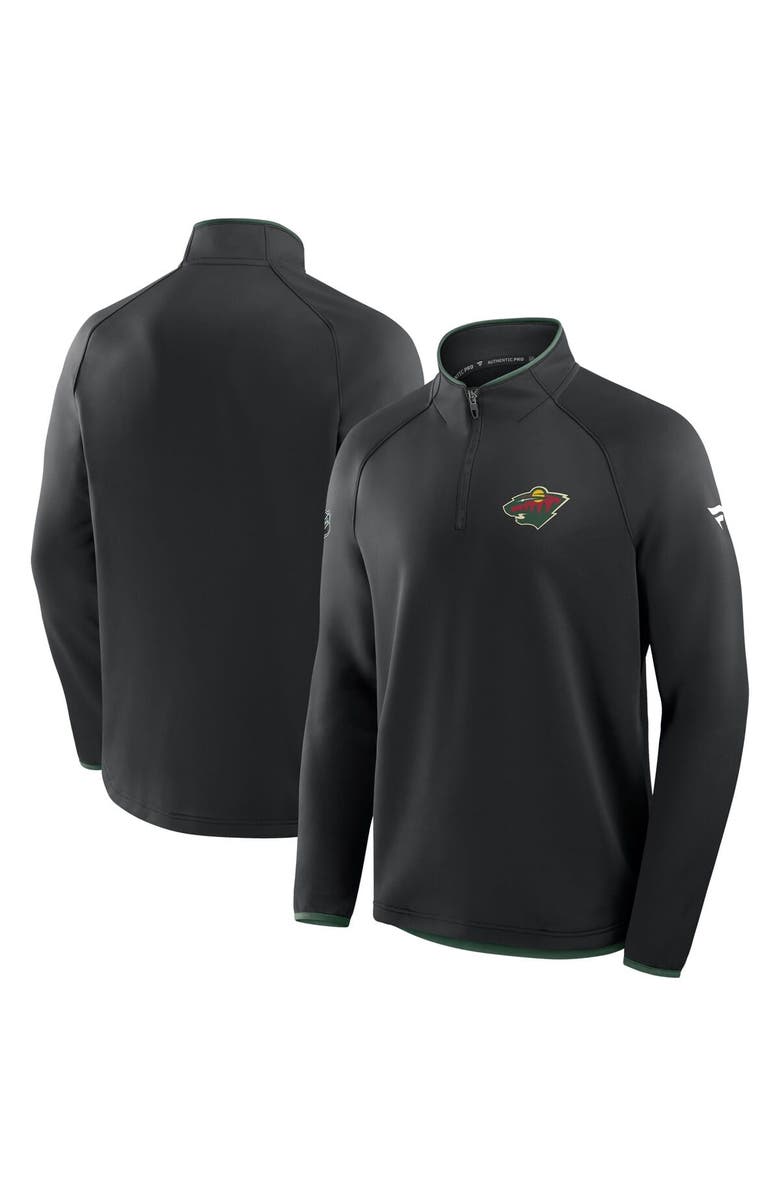 FANATICS Men
s Fanatics Black Minnesota Wild Authentic Pro Rink Raglan Quarter-Zip Pullover, Alternate, color, Black