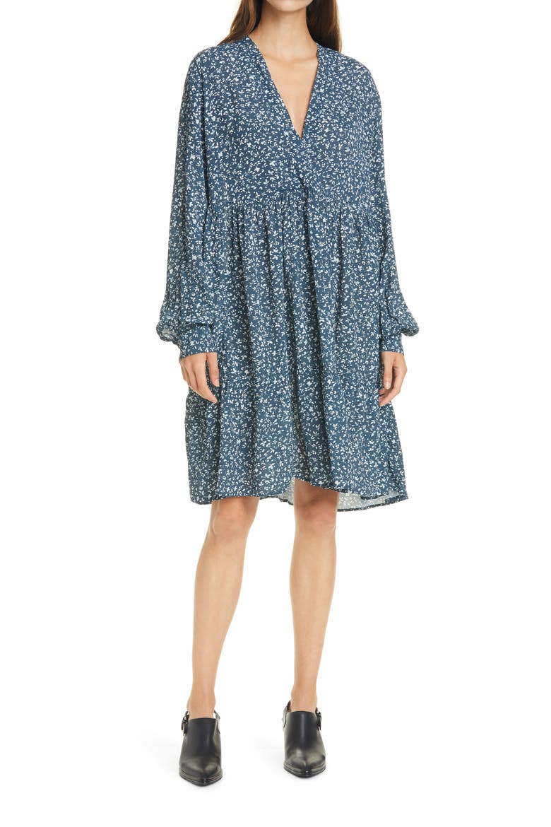 Mori Calico Long Sleeve Dress, Main, color, SNOWFLAKE