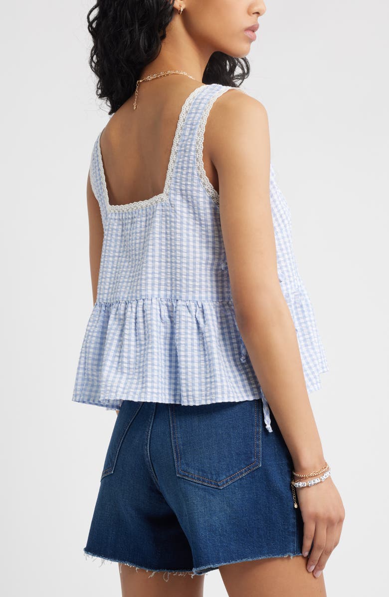 BP. Gingham Side Tie Tank, Alternate, color, Blue Helena Gingham