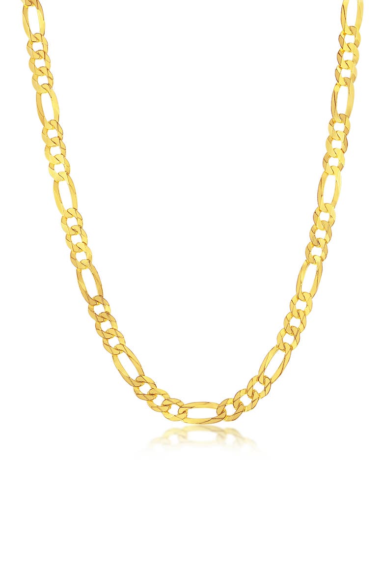 Gold Plated Sterling Silver Glat Figaro Chain Necklace, Main, color, GOLD