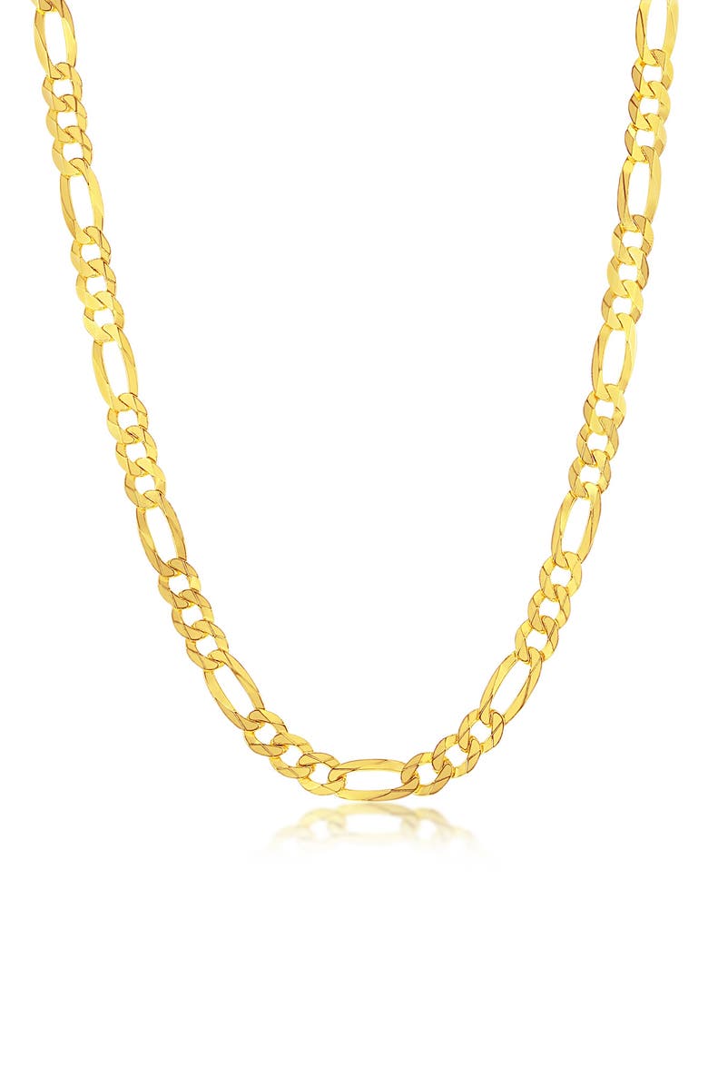 SIMONA Gold Plated Sterling Silver Glat Figaro Chain Necklace, Main, color, Gold