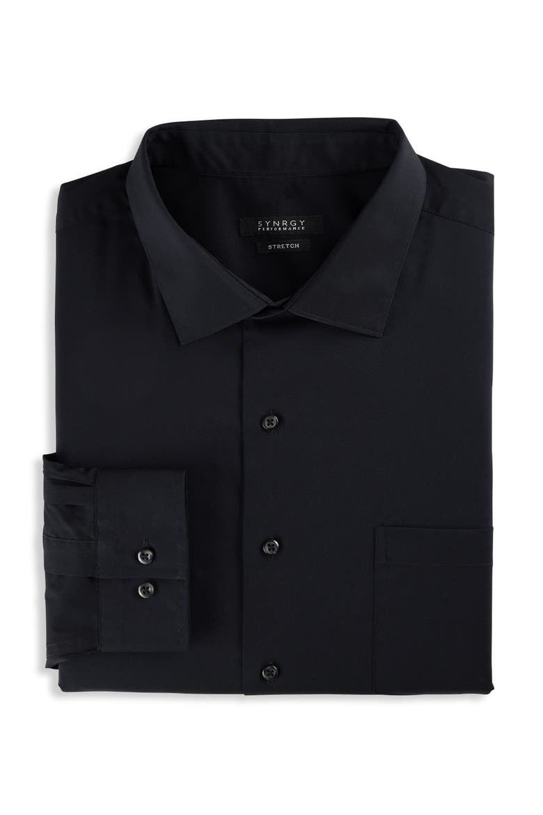 Performance Solid Dress Shirt, Main, color, BLACK