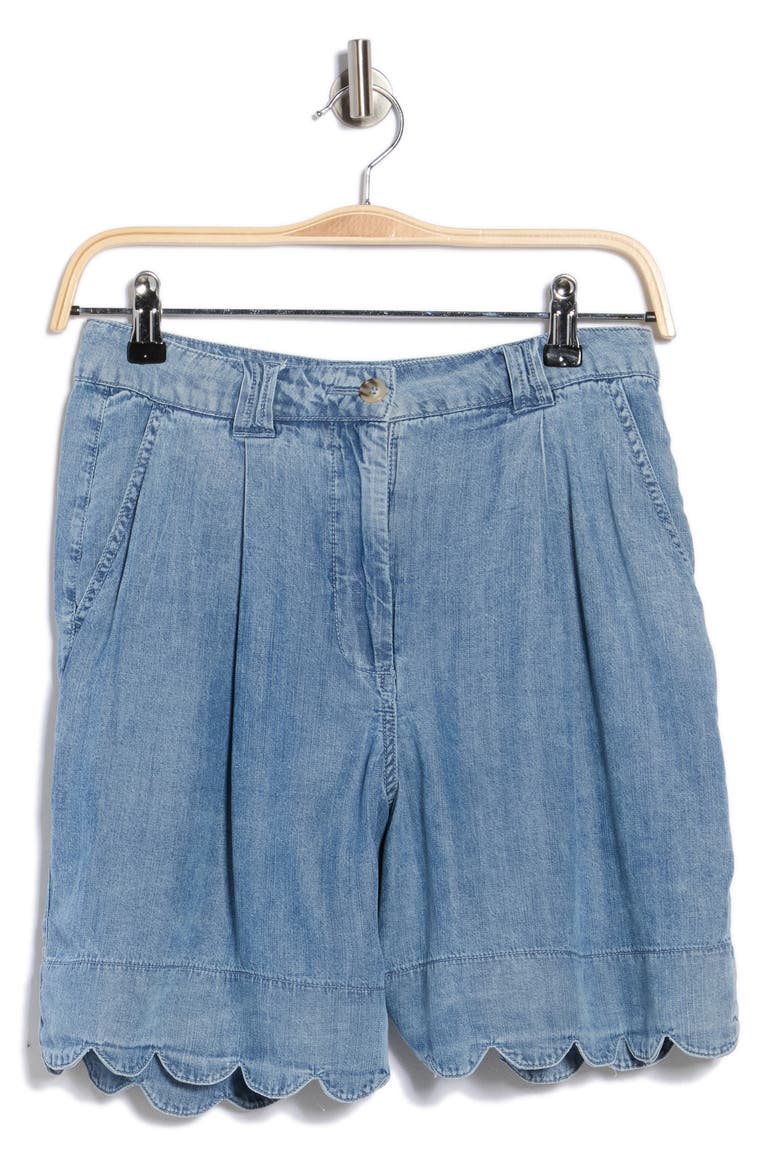 Chambray Scallop Hem Shorts, Alternate, color, CHAMBRAY