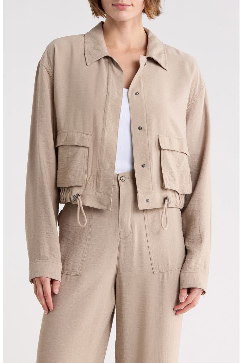 Breck Crepe Shirt Jacket, Main, color, FAWN BROWN
