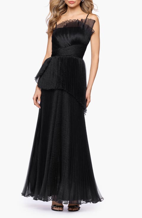 Fan Pleated Tulle Gown
