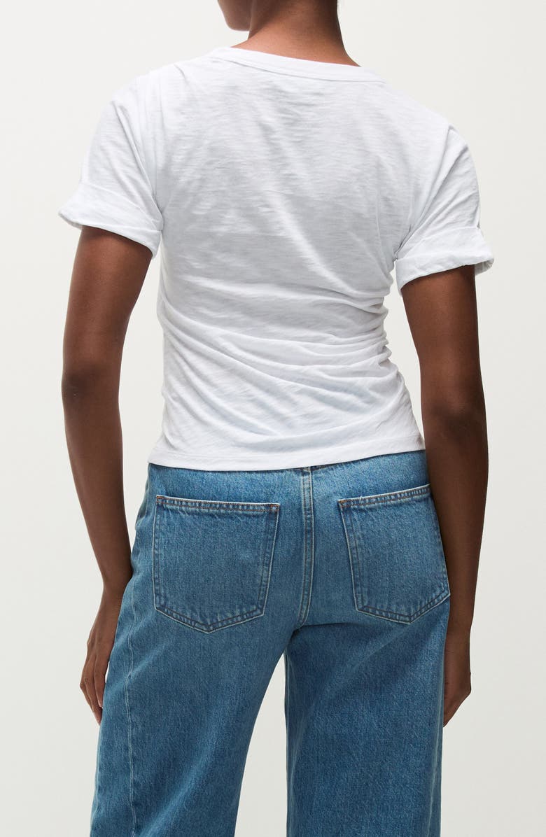 Veronica Beard Cannon Ruched Side Cotton T-Shirt, Alternate, color, White