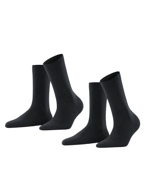 Falke Soft Merino 2-pack Wool Socks In Black