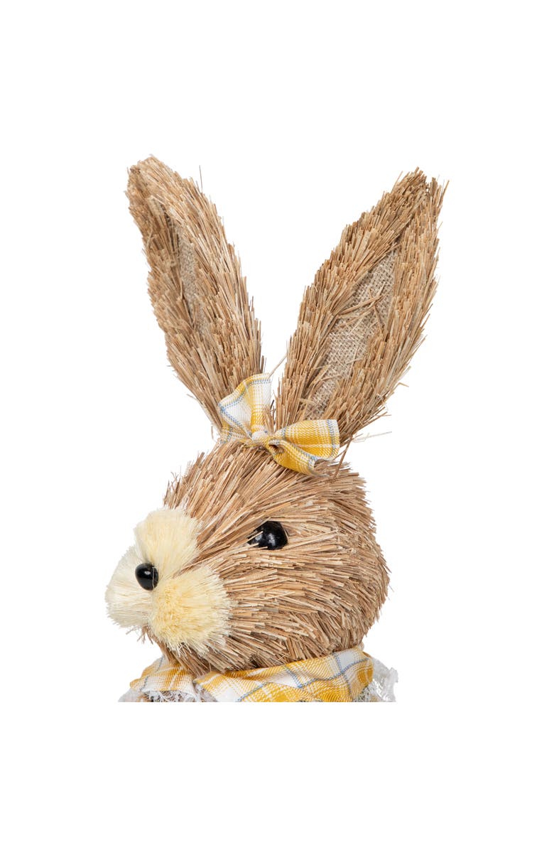 Northlight Girl Sisal Rabbit with Easter Basket Figure - 13.75" - Yellow and Green, Alternate, color, Yellow