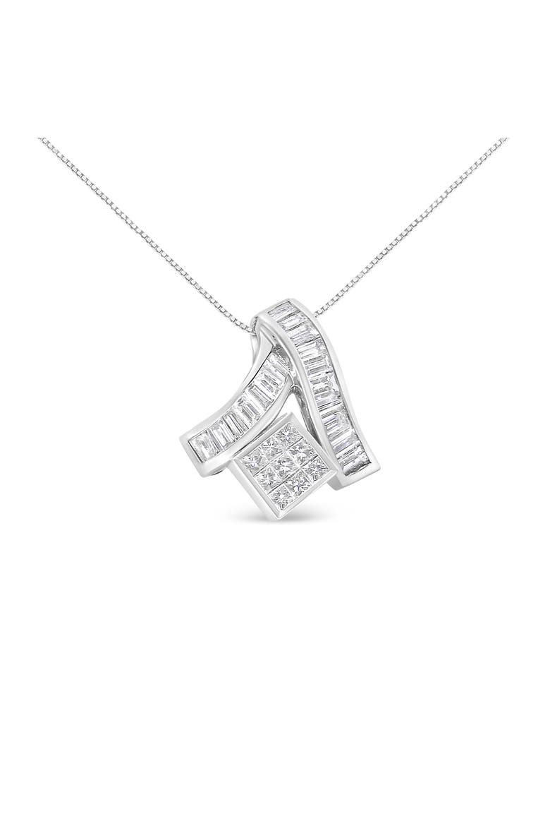 14K White Gold 1 7/8 cttw Mixed Geometry Diamond Pendant Necklace, Main, color, White