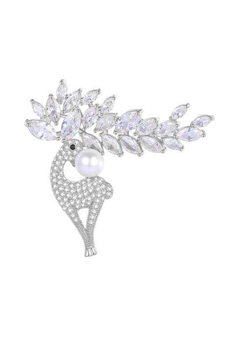 Pavé and Shell Pearl Reindeer Multi Way Brooch Pendant