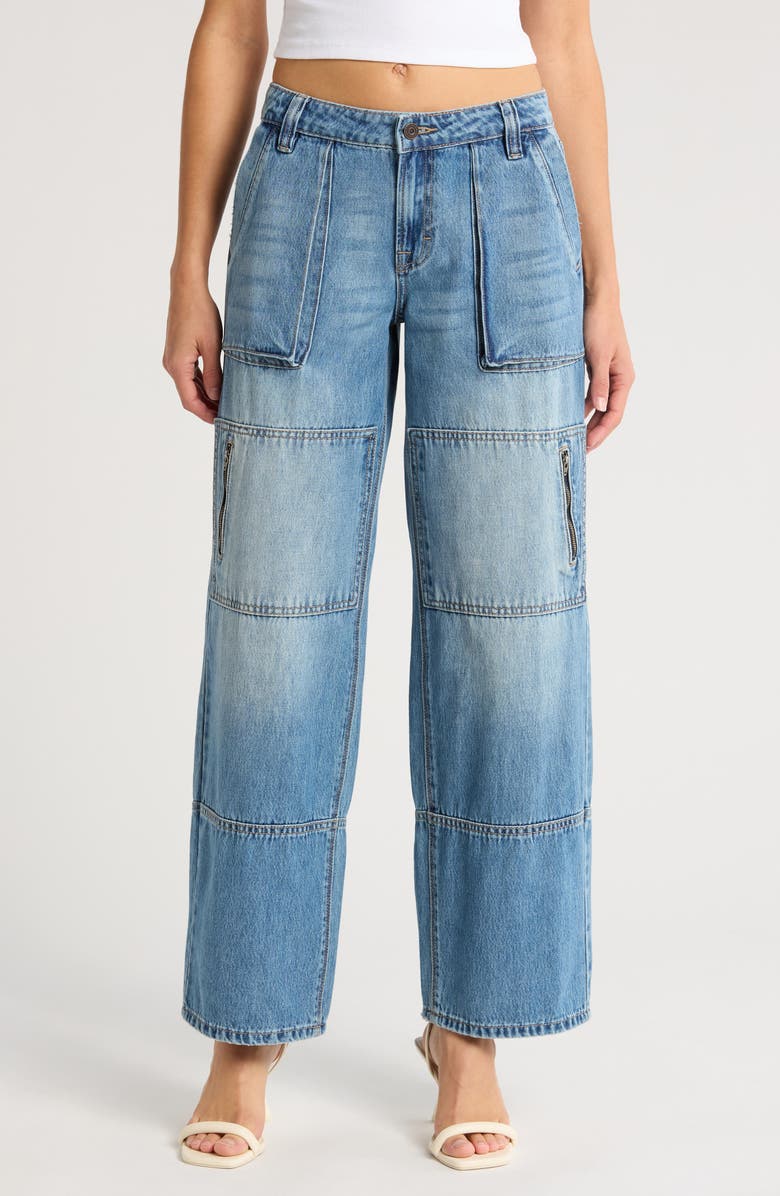 HIDDEN JEANS Fashion Low Rise Cargo Wide Leg Jeans, Main, color, Medium Wash