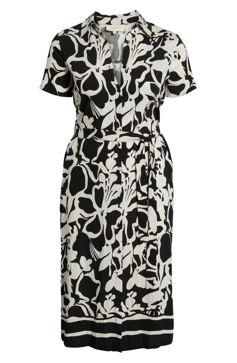 MELLODAY Printed Shirtdress, Alternate, color, Black/ White Pattern