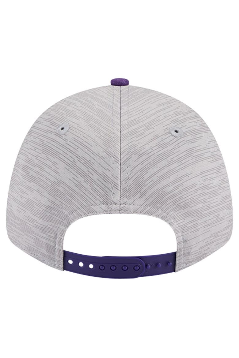Men's New Era Heather Gray/Purple Los Angeles Lakers Active Digi-Tech Two-Tone 9FORTY Adjustable Hat, Alternate, color, Heather Gray