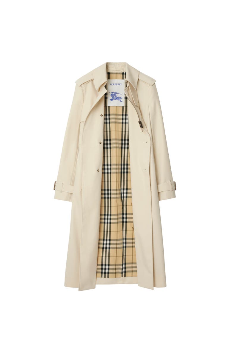 Burberry Long Cotton Blend Trench Coat, Alternate, color, 