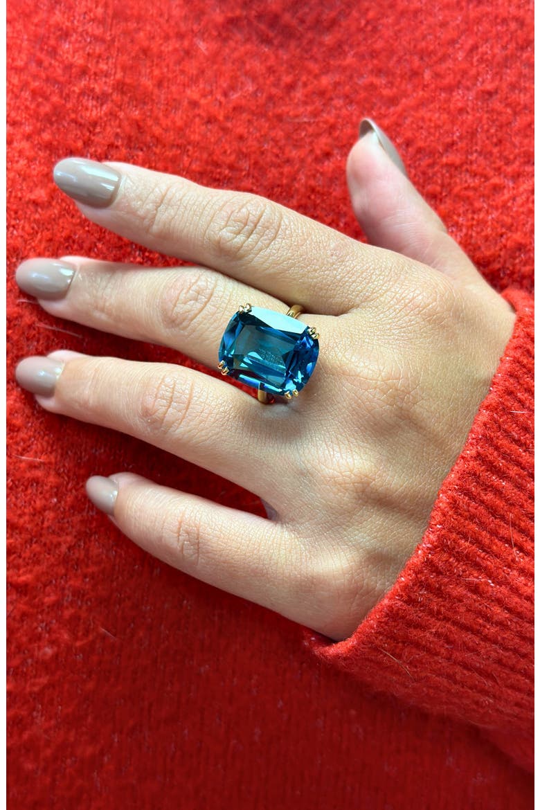 Gossip Cushion Cut Cocktail Ring, Alternate, color, LONDON BLUE TOPAZ