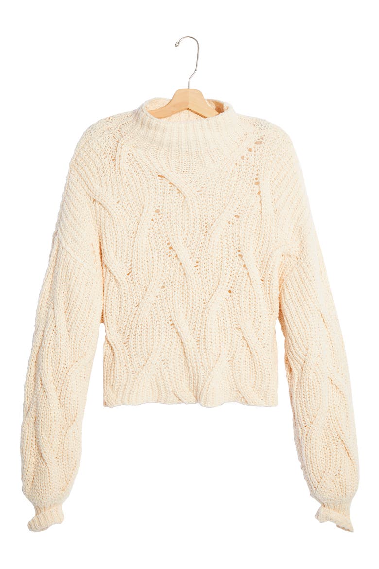 Seasons Change Funnel Neck Sweater, Alternate, color, ALABASTER
