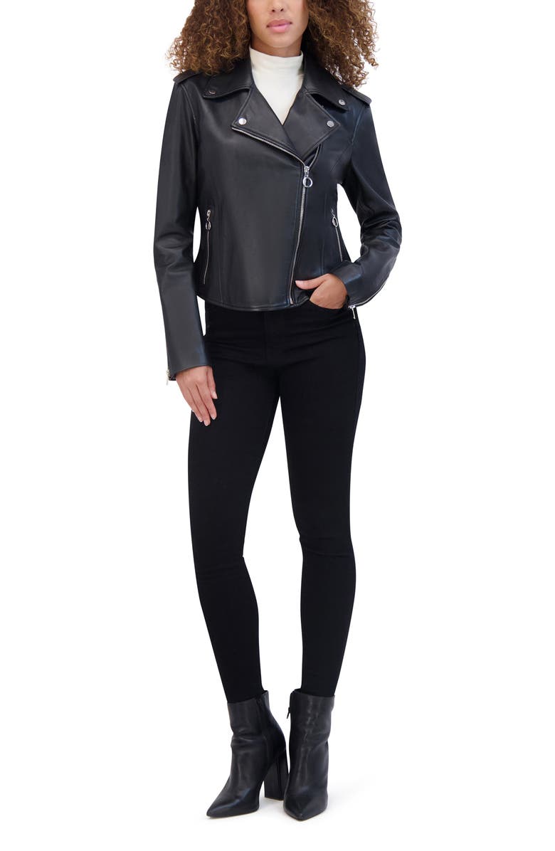 Andrew Marc Bijou Leather Moto Jacket, Alternate, color, 