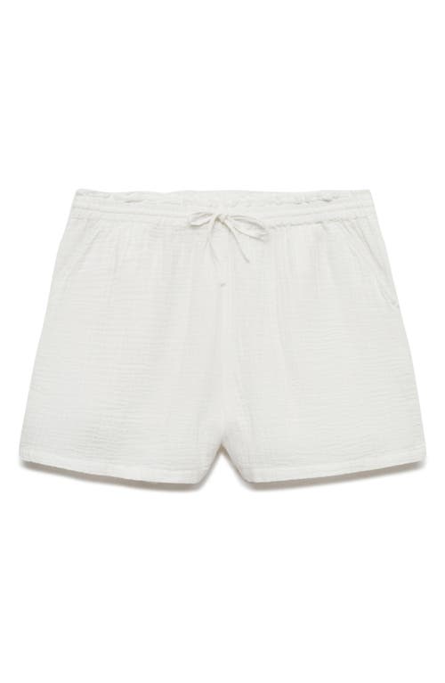 Mango Cotton Gauze Drawstring Shorts In White