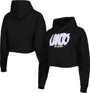 LUSSO Women's Lusso Black Los Angeles Lakers Layla World Tour Cropped Pullover Hoodie