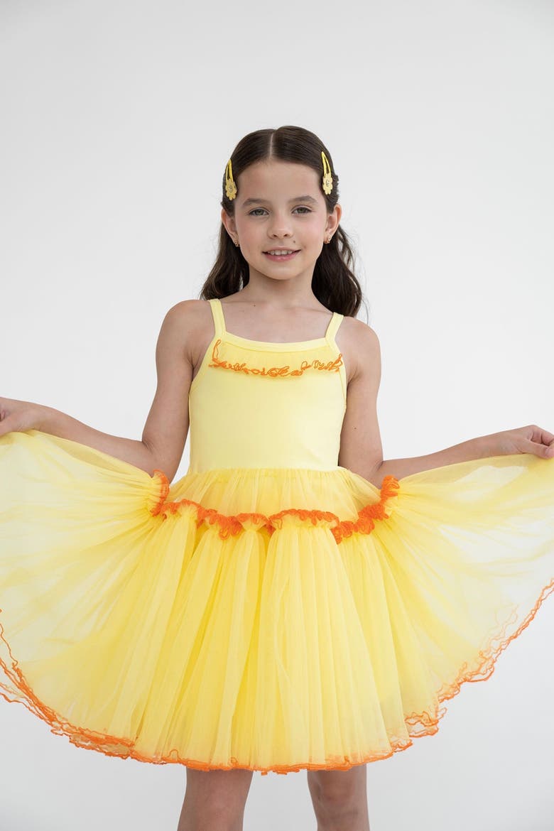 Belle Strappy Tulle Dress, Alternate, color, Sunshine Yellow