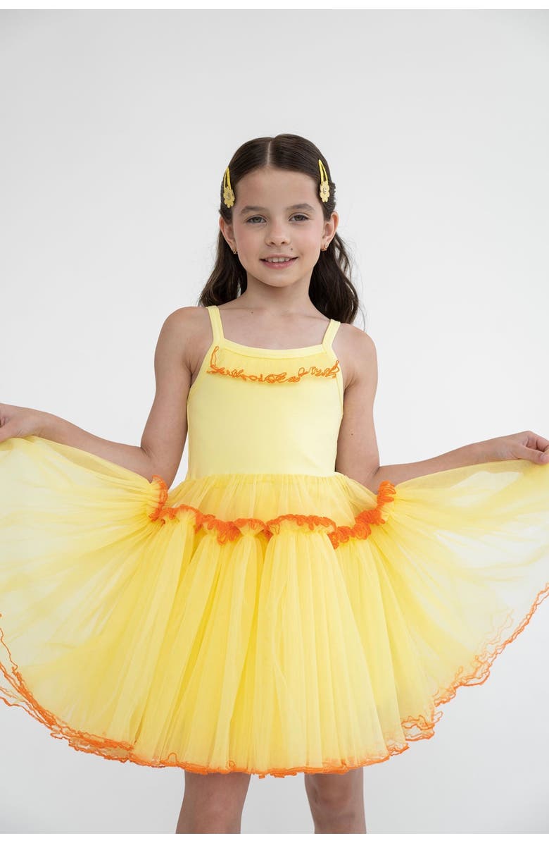 Mini Celebrities Belle Strappy Tulle Dress, Alternate, color, Sunshine Yellow