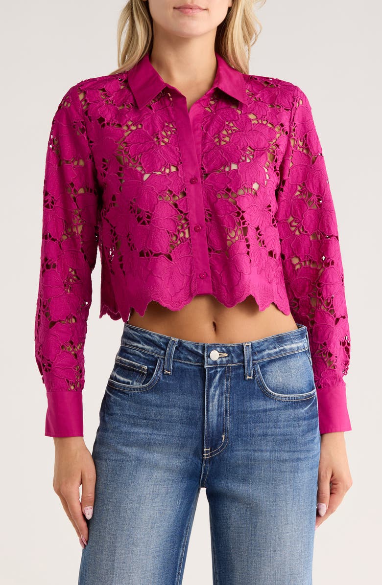 L'AGENCE Seychelle Crop Button-Up Shirt, Main, color, 