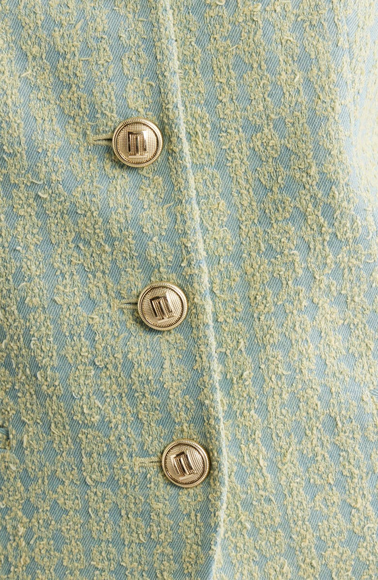 Elie Tahari The Abigail Cotton Tweed Vest, Alternate, color, Denim Blue/ Golden Hour