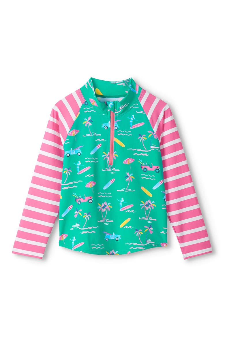 Tropical Escape Long Sleeve Rashguard Two-Piece Swimsuit, Alternate, color, ARCADIA
