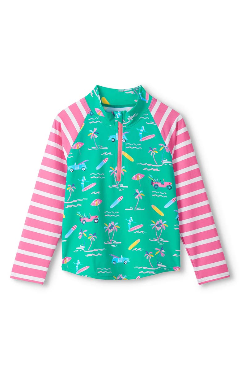 Hatley Tropical Escape Long Sleeve Rashguard Two-Piece Swimsuit, Alternate, color,