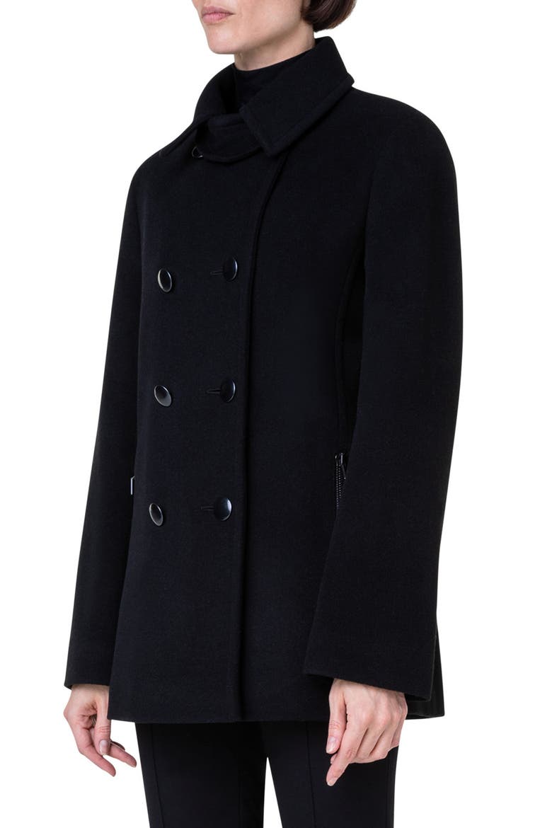 Wool Blend Peacoat, Alternate, color, 009 BLACK
