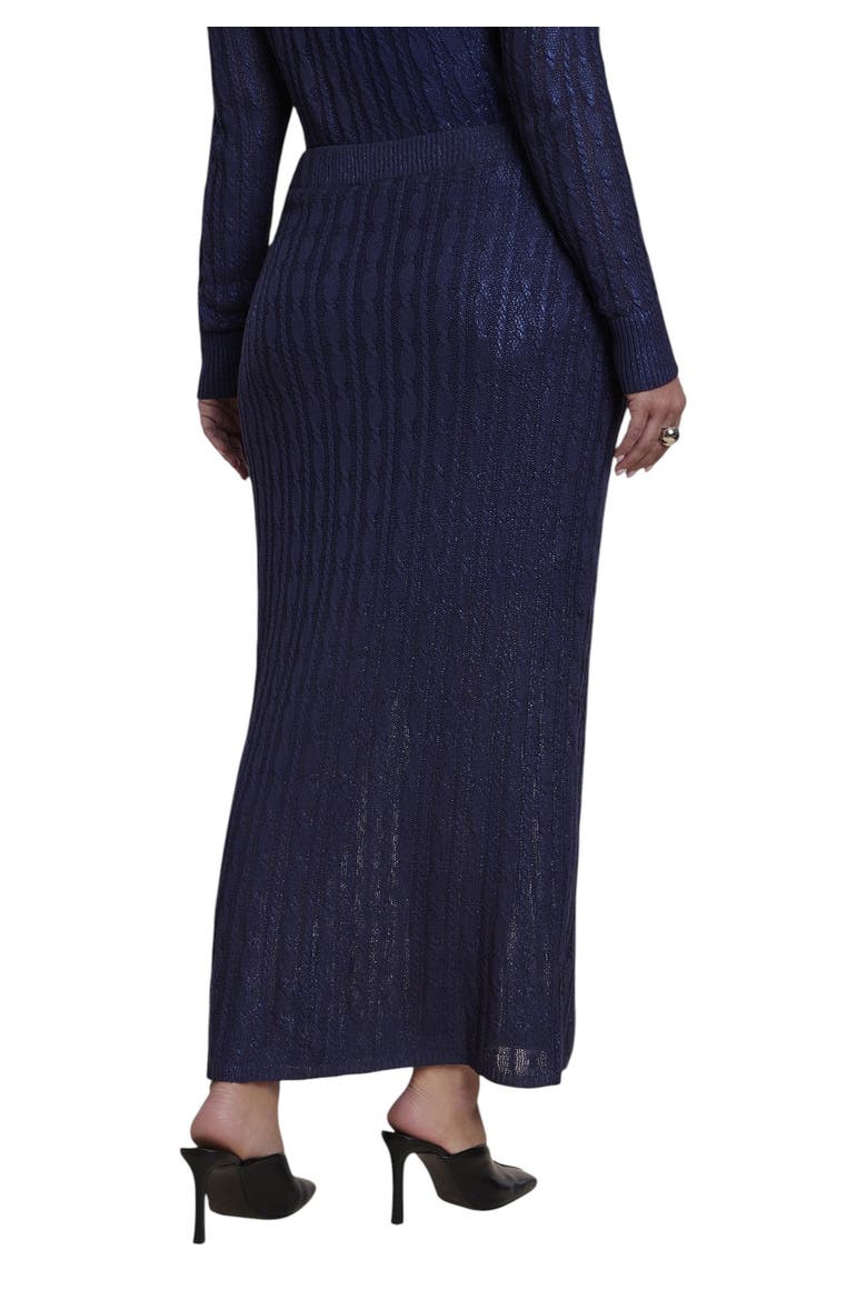 Metallic Knit Maxi Skirt (plus), Alternate, color, NAVY